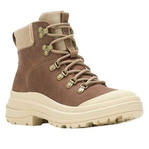 Merrell Brown Suede Lace-Up Hiking Boot with Cream Platform Sole
